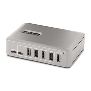 startech.com 10-port usb-c hub - 8x usb-a/2x usb-c - self-powered w/65w power supply - usb 3.1 10gbps - desktop/laptop usb hub w/usb-if certified 3ft locking cable, usb c splitter (10g8a2cs-usb-c-hub)