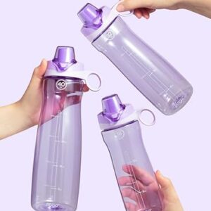 Pogo 32oz Plastic Water Bottle with Chug Lid and Carry Handle, Reusable, BPA Free, Dishwasher Safe, Perfect for Travel, School, Outdoors, and Gym, Lilac