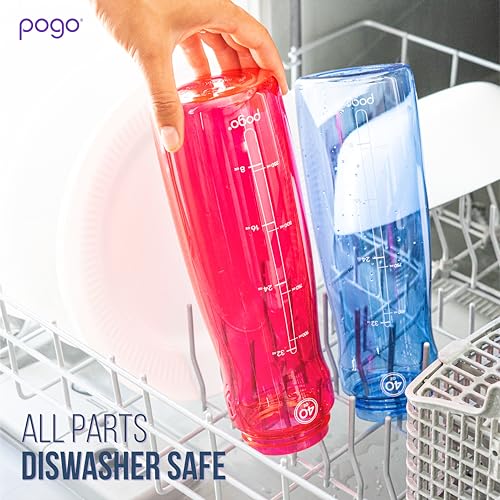 Pogo 32oz Plastic Water Bottle with Chug Lid and Carry Handle, Reusable, BPA Free, Dishwasher Safe, Perfect for Travel, School, Outdoors, and Gym, Lilac