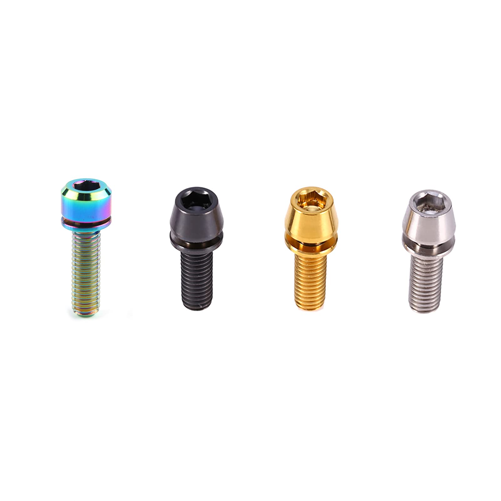 Uxsiya Screw Tapered Alloy High Strength Tapered Head Bolt Screw with Washer for Mountain Bike(M5x16-colorful)