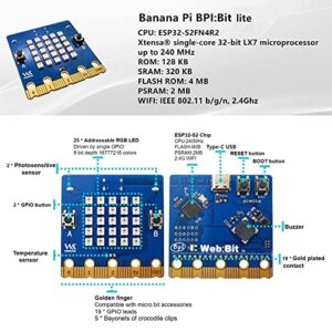 Banana Pi BPI:bit V2 Lite Webduino and arduino Board with EPS32-S2 for STEAM Education Similar microbit (with Acrylic case)