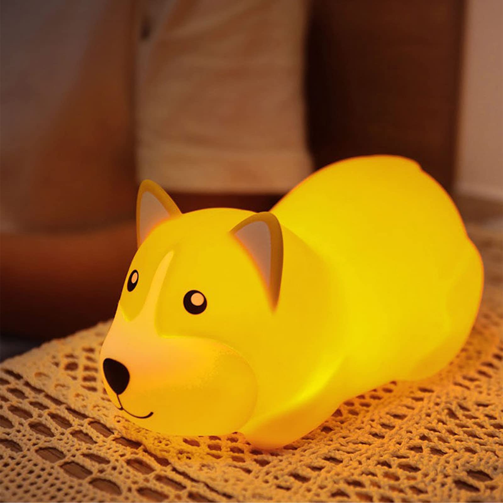 FQQWEE Cute Corgi Night Light for Kids Silicone Baby Night Light Kawaii Bedside Lamp for Breastfeeding Portable Rechargeable Animal Nursery Light Children Bedroom Decor