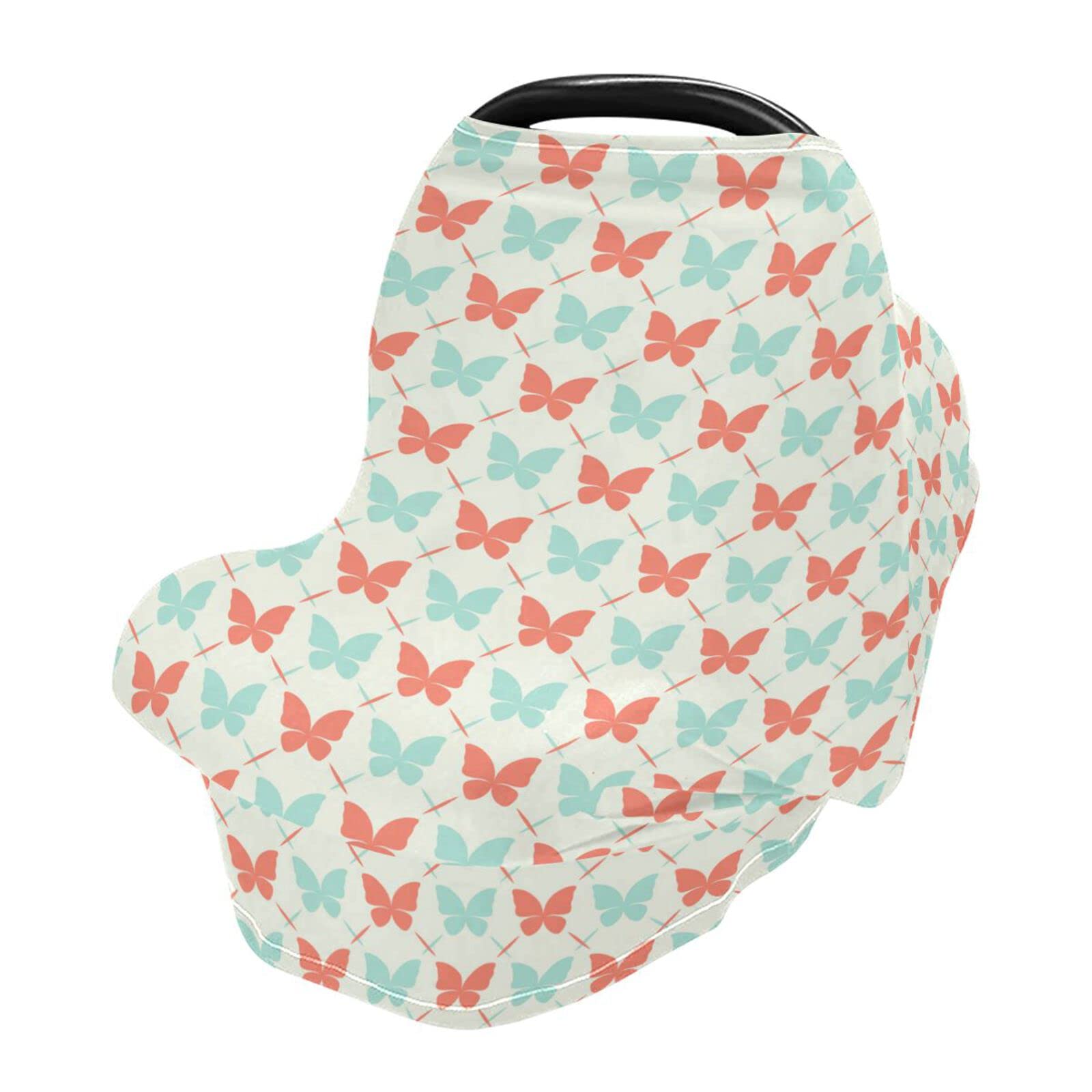 Kigai Cute Butterfly Geometric Nursing Cover for Baby Car Seat Covers Breathable Infant Stroller Cover Soft Breastfeeding Scarf