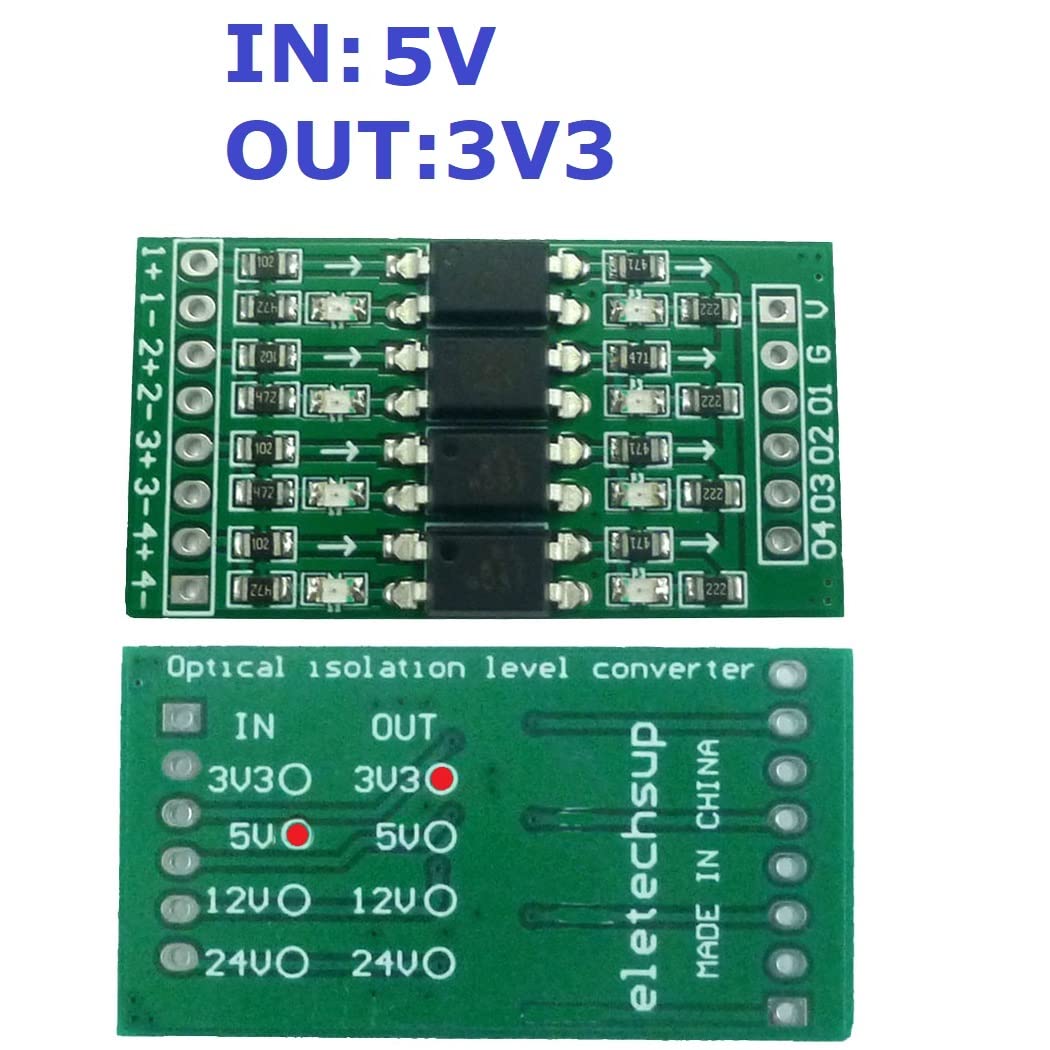 4ch in 5V Out 3.3V Digital Logic Level Conversion Module PNP/NPN to NPN Optical Isolation Board (4)