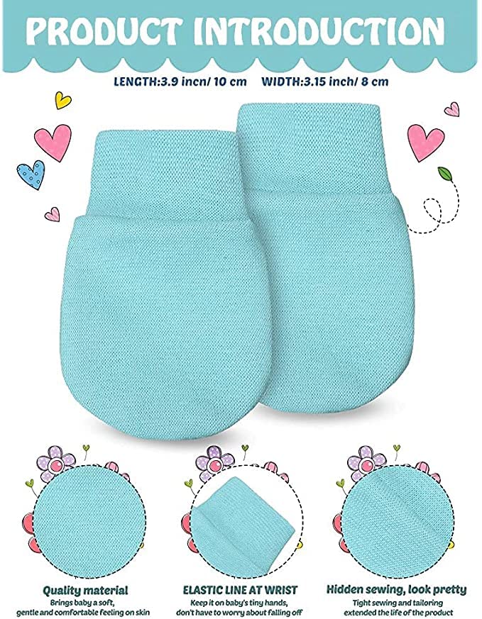 Baby Mittens 0-6 Months, Baby Mittens, Newborn Mittens No Scratch Mittens Newborn, Baby Gloves 0-6 Months, Newborn Gloves, Guantes Para Bebes De 0-3 Meses, Eczema Gloves 6 Pairs (Set A)