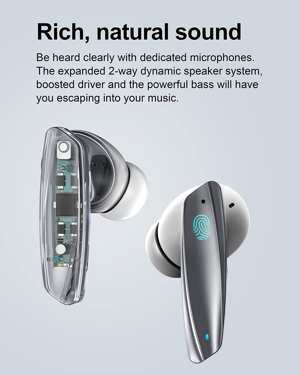 GUANDA TECHNOLOGIES CO., LTD., Bluetooth 5.0 in-Ear Stereo Headphones, Built-in Mic, Premium Sound Earphones, Deep Bass, HiFi Audio, Sports White