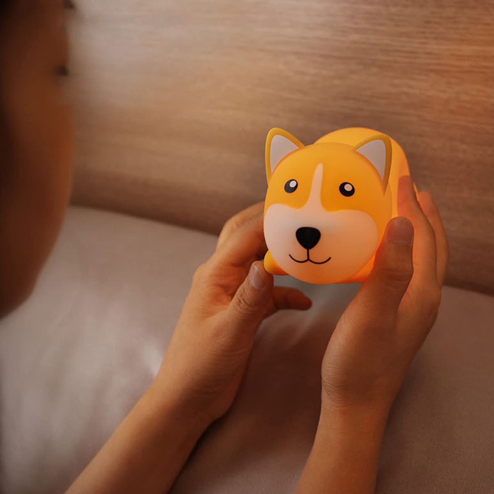 FQQWEE Cute Corgi Night Light for Kids Silicone Baby Night Light Kawaii Bedside Lamp for Breastfeeding Portable Rechargeable Animal Nursery Light Children Bedroom Decor