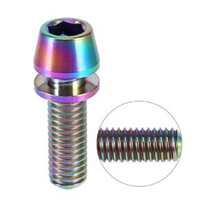 Uxsiya Screw Tapered Alloy High Strength Tapered Head Bolt Screw with Washer for Mountain Bike(M5x16-colorful)