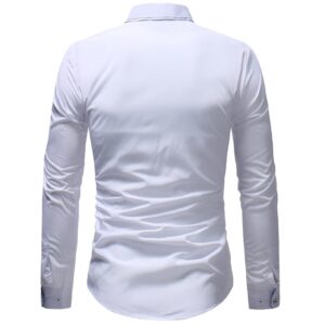 Men's Long Sleeve Button Down Shirts Casual Turn-Down Collar Slim Fit Shirts Classic Stylish Business Dress Shirts (White,XX-Large)