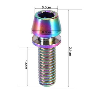 Uxsiya Screw Tapered Alloy High Strength Tapered Head Bolt Screw with Washer for Mountain Bike(M5x16-colorful)