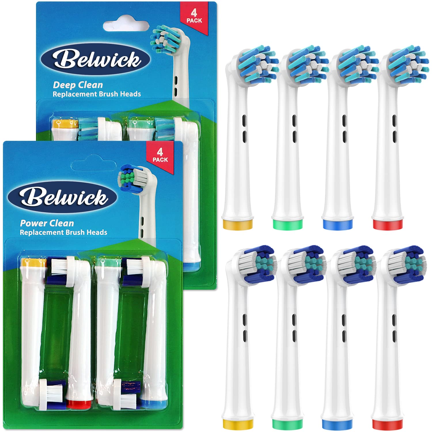 Belwick Replacement Toothbrush Heads Compatible with Oral B Braun, 8 Pack Professional Electric Toothbrush Heads, Precision Brush Heads Refill for Oral-B 7000/Pro 1000/9600/ 5000/3000/8000 (8 Pack)