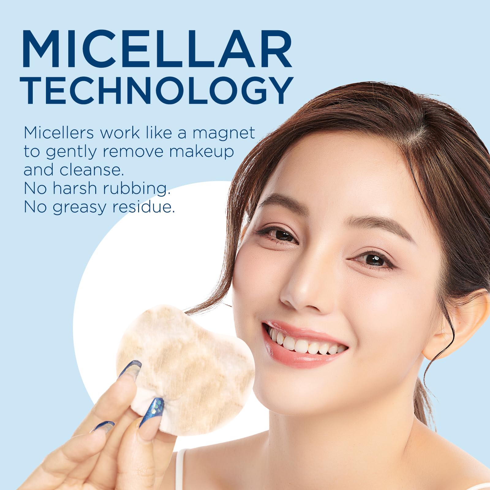 Micellar Water makeup remover wipes - 50 micellar water wipes - Lint Free - Korean Make up Wipes Travel size - Face Cleansing Wipes - Makeup Remover Wipes for Sensitive Skin