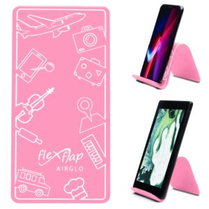 airplane travel essentials for flying flex flap cell phone holder & flexible tablet stand for desk, bed, treadmill, home & in-flight airplane travel accessories - travel must haves gadgets (pro pink)