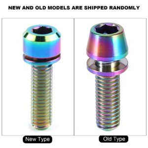 Uxsiya Screw Tapered Alloy High Strength Tapered Head Bolt Screw with Washer for Mountain Bike(M5x16-colorful)