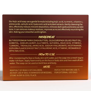 POP MODERN.C Kojic Acid Soap Turmeric Soap for Face and Body Vitamins C Soap for Acne Blackheads Christmas Gifts 2x100g Soaps 1pc Mesh Soap Pouch and Wooden Soap Holder