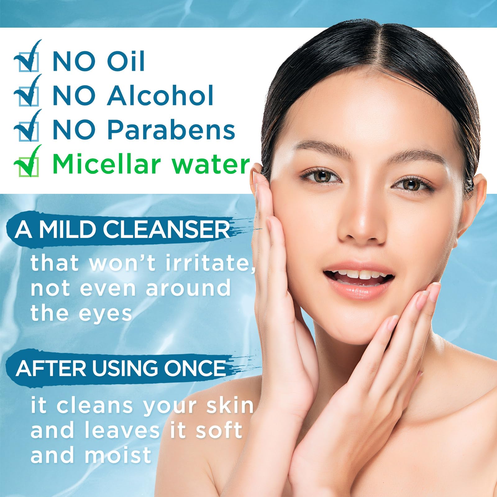 Micellar Water makeup remover wipes - 50 micellar water wipes - Lint Free - Korean Make up Wipes Travel size - Face Cleansing Wipes - Makeup Remover Wipes for Sensitive Skin