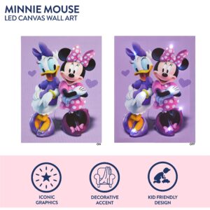 Idea Nuova Disney Minnie Mouse Canvas LED Wall Art,Childrens Wall Hanging Décor,11.5"x15.75"