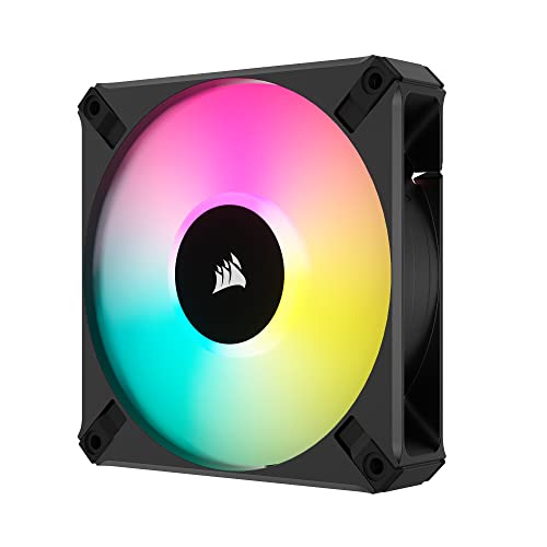 Corsair iCUE AF120 RGB Elite 120mm PWM Fan - Eight RGB LEDs - AirGuide Technology - Fluid Dynamic Bearing - Zero RPM Fan Mode - CORSAIR iCUE Software Compatible - Black For Desktop