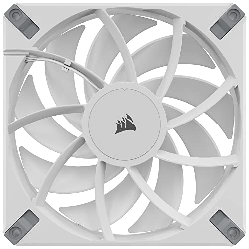 Corsair iCUE AF140 RGB Elite 140mm PWM Dual Fan Kit - Eight RGB LEDs Per Fan - AirGuide Technology - Fluid Dynamic Bearing - Zero RPM Fan Mode - Included iCUE Lighting Node CORE Controller - White