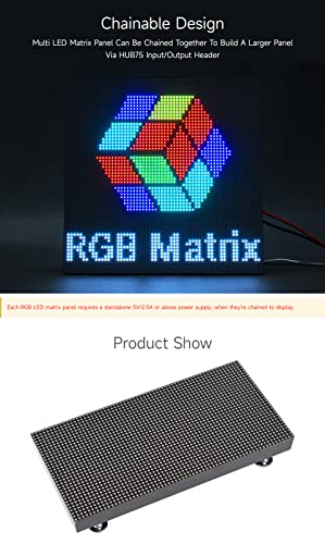 Waveshare RGB Full-Color LED Matrix Panel, 2.5mm Pitch, 64×32 Pixels, Adjustable Brightness, Compatible with Raspberry Pi 5/4B/3B/Zero/Zero W/Zero 2W/Pico/Pico W/Pico WH