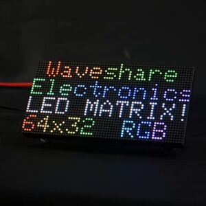 Waveshare RGB Full-Color LED Matrix Panel, 2.5mm Pitch, 64×32 Pixels, Adjustable Brightness, Compatible with Raspberry Pi 5/4B/3B/Zero/Zero W/Zero 2W/Pico/Pico W/Pico WH