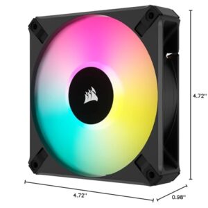 Corsair iCUE AF120 RGB Elite 120mm PWM Fan - Eight RGB LEDs - AirGuide Technology - Fluid Dynamic Bearing - Zero RPM Fan Mode - CORSAIR iCUE Software Compatible - Black For Desktop