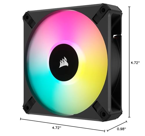 Corsair iCUE AF120 RGB Elite 120mm PWM Fan - Eight RGB LEDs - AirGuide Technology - Fluid Dynamic Bearing - Zero RPM Fan Mode - CORSAIR iCUE Software Compatible - Black For Desktop