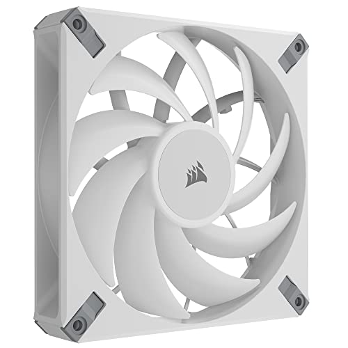 Corsair iCUE AF140 RGB Elite 140mm PWM Dual Fan Kit - Eight RGB LEDs Per Fan - AirGuide Technology - Fluid Dynamic Bearing - Zero RPM Fan Mode - Included iCUE Lighting Node CORE Controller - White