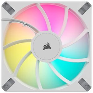 Corsair iCUE AF140 RGB Elite 140mm PWM Dual Fan Kit - Eight RGB LEDs Per Fan - AirGuide Technology - Fluid Dynamic Bearing - Zero RPM Fan Mode - Included iCUE Lighting Node CORE Controller - White