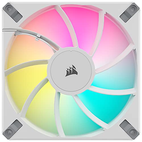 Corsair iCUE AF140 RGB Elite 140mm PWM Dual Fan Kit - Eight RGB LEDs Per Fan - AirGuide Technology - Fluid Dynamic Bearing - Zero RPM Fan Mode - Included iCUE Lighting Node CORE Controller - White