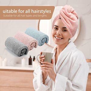 CZZXI 3 PCS Microfiber Hair Towel, Hair Wraps for Women Wet Hair, Fast Drying Hair Turban, Anti Frizz Head Towels Wrap for Curly Hair (Grey, Pink, Blue)