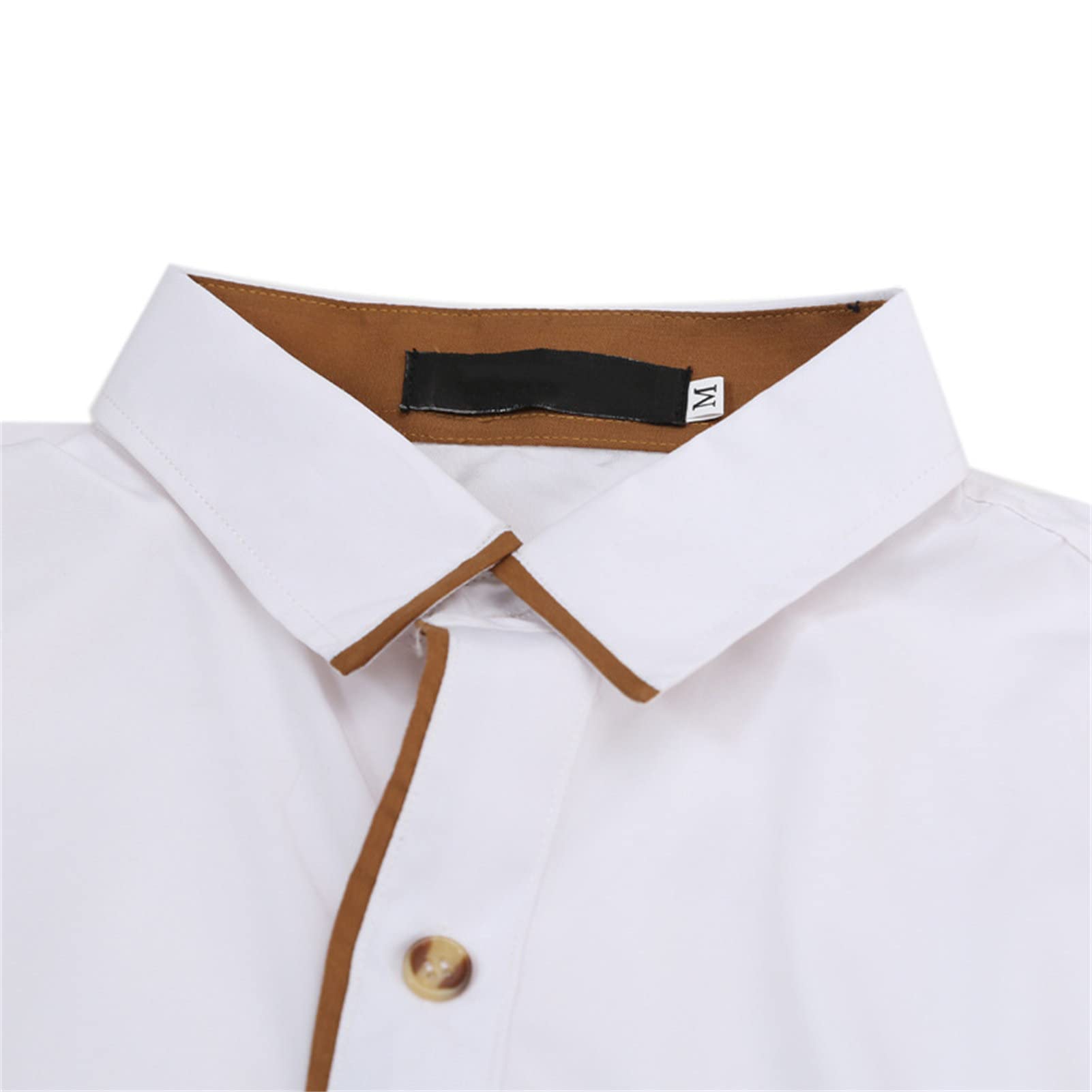 Men's Business Long Sleeve Dress Shirt Stylish Slim Fit Button Up Shirts Solid Lightweight Turn-Down Collar Shirt (White,Large)