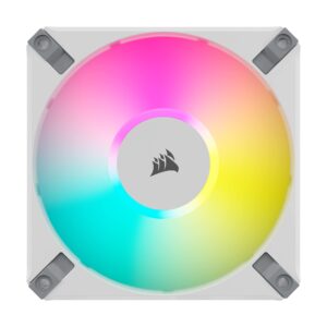 Corsair iCUE AF120 RGB Elite 120mm PWM Fan - Eight RGB LEDs - AirGuide Technology - Fluid Dynamic Bearing - Zero RPM Fan Mode - CORSAIR iCUE Software Compatible - White