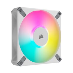 corsair icue af120 rgb elite 120mm pwm fan - eight rgb leds - airguide technology - fluid dynamic bearing - zero rpm fan mode - corsair icue software compatible - white