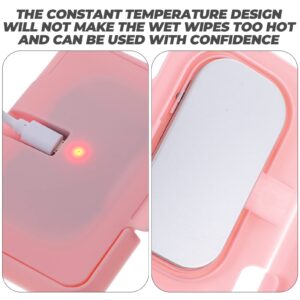 Baby Wipe Warmer USB Dispenser Portable Diaper Wipe Warmer Temperature Control Hand Wipes Holder for Home Travel Car Pink