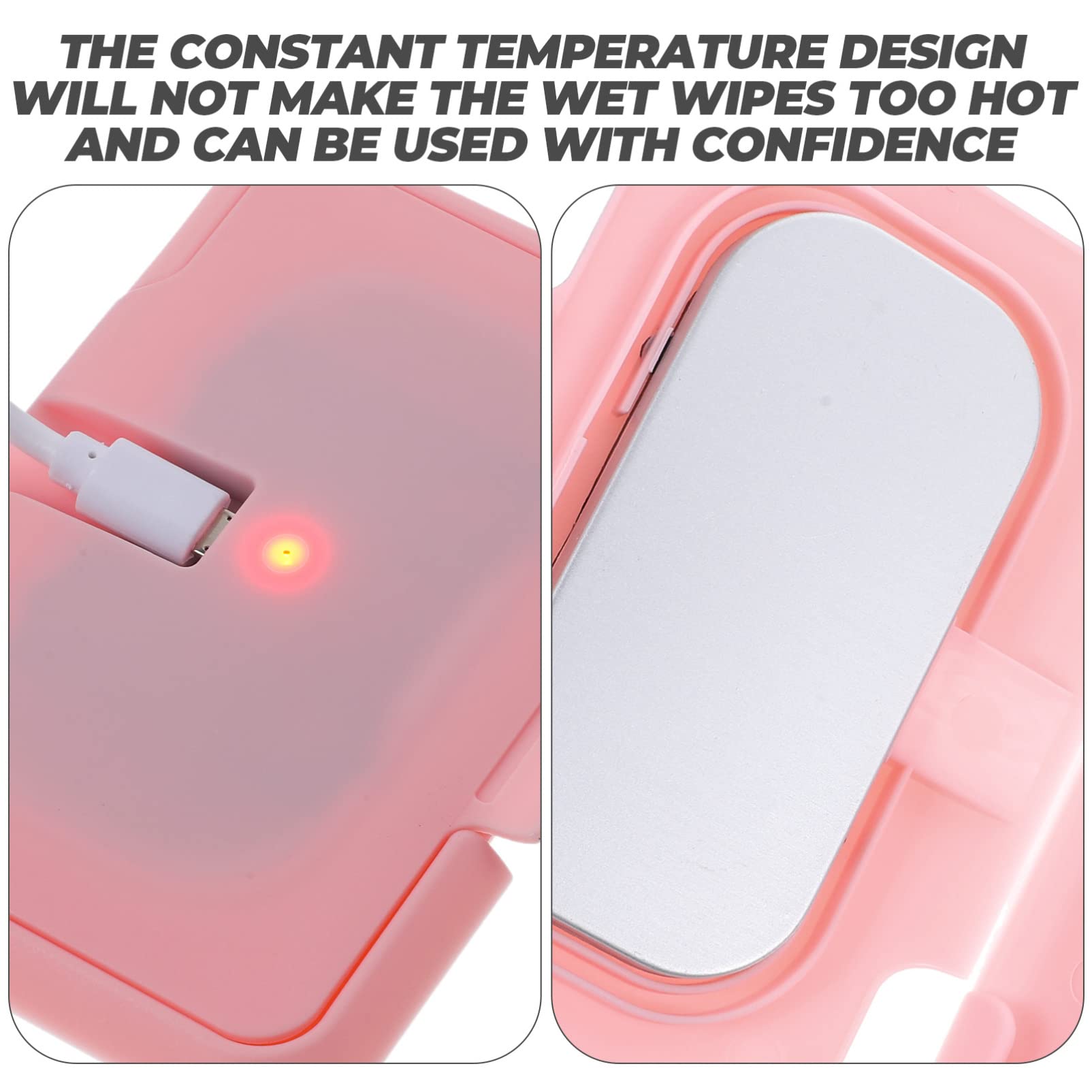 Baby Wipe Warmer USB Dispenser Portable Diaper Wipe Warmer Temperature Control Hand Wipes Holder for Home Travel Car Pink