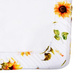 Cloele Sunflower Fitted Crib Sheet - Baby 100% Polyester 1 Pack Flower Crib Sheet for Standard Crib and Toddler Mattresses - Floral Nursery Bed Sheet Crib Mattress Toddler Sheet for Baby Girls