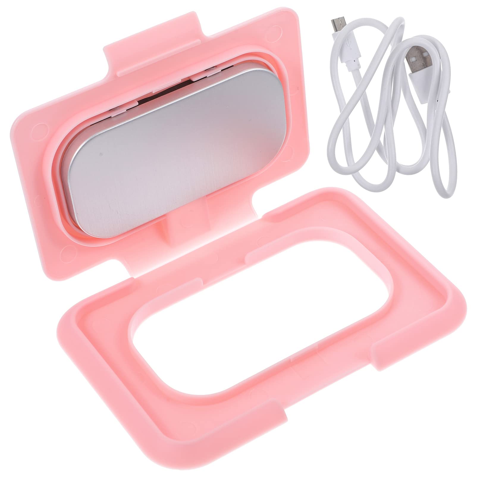 Baby Wipe Warmer USB Dispenser Portable Diaper Wipe Warmer Temperature Control Hand Wipes Holder for Home Travel Car Pink