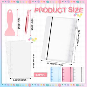 3 Packs Sticker Collecting Album 120 Sheets Reusable Sticker Book with Spatula Sticker Collection Accessories Activity Sticker Album for Collecting Stickers, Labels, A6 (Pink, Blue, Clear)