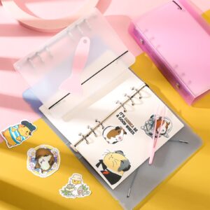 3 Packs Sticker Collecting Album 120 Sheets Reusable Sticker Book with Spatula Sticker Collection Accessories Activity Sticker Album for Collecting Stickers, Labels, A6 (Pink, Blue, Clear)