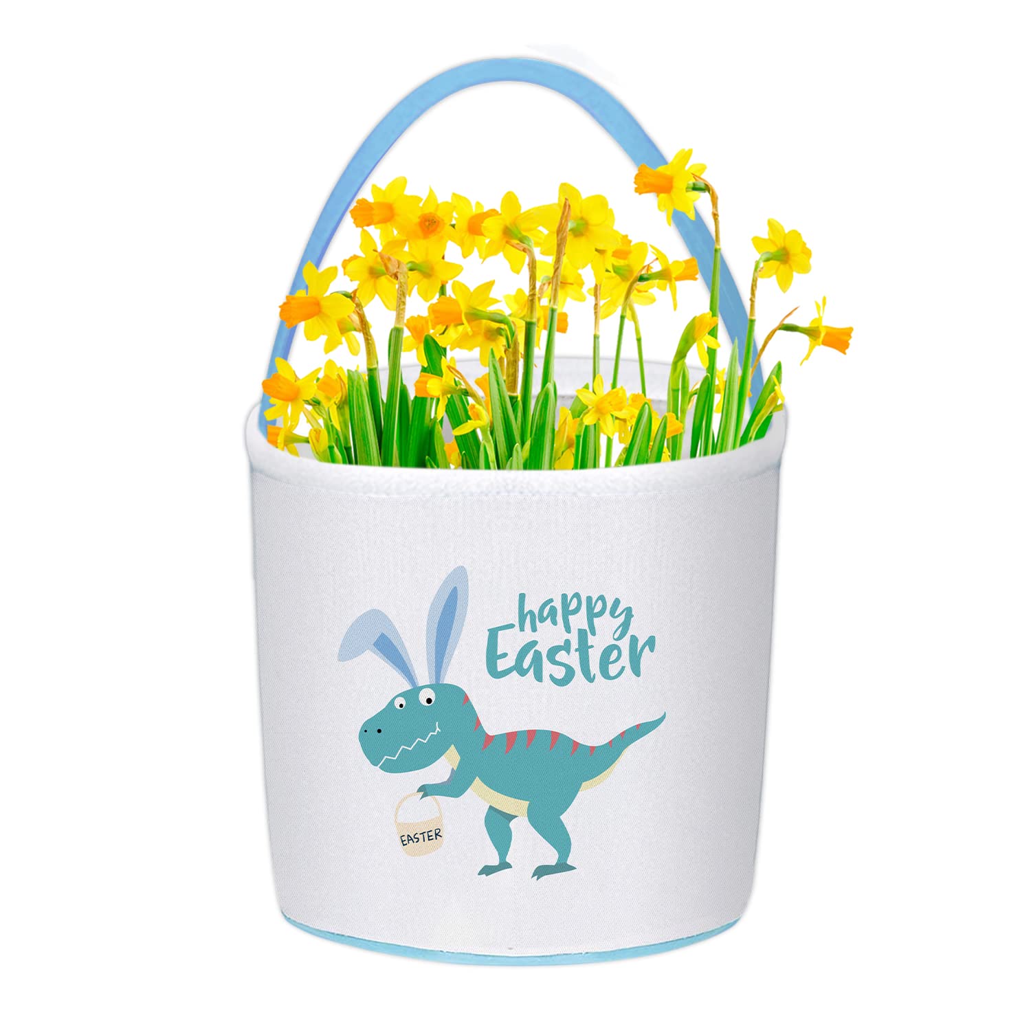 Partywind Easter Baskets for Kids, Dinosaur Easter Basket with Handle for Egg Hunt Games, Easter Surprise for Boys and Girls, Easter Day Party Supplies Favors (1 PCS)