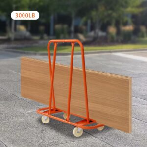 Heavy Duty Drywall Sheet Cart & Panel Dolly with 4 Swivel Wheels,Handling Sheetrock Panel Tool Truck Casters Panel - 3000LBS Orange