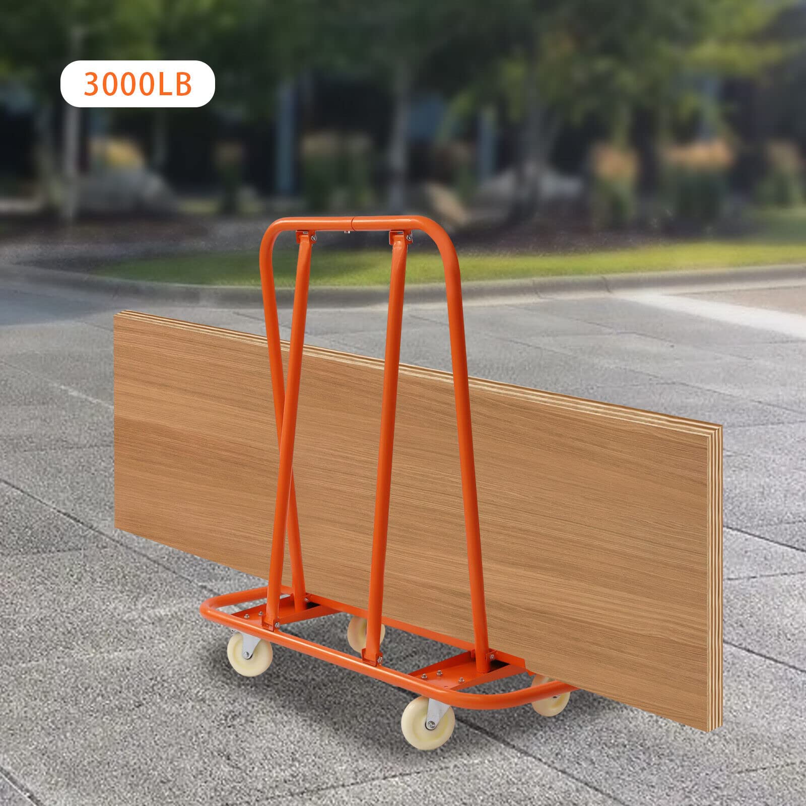 Heavy Duty Drywall Sheet Cart & Panel Dolly with 4 Swivel Wheels,Handling Sheetrock Panel Tool Truck Casters Panel - 3000LBS Orange