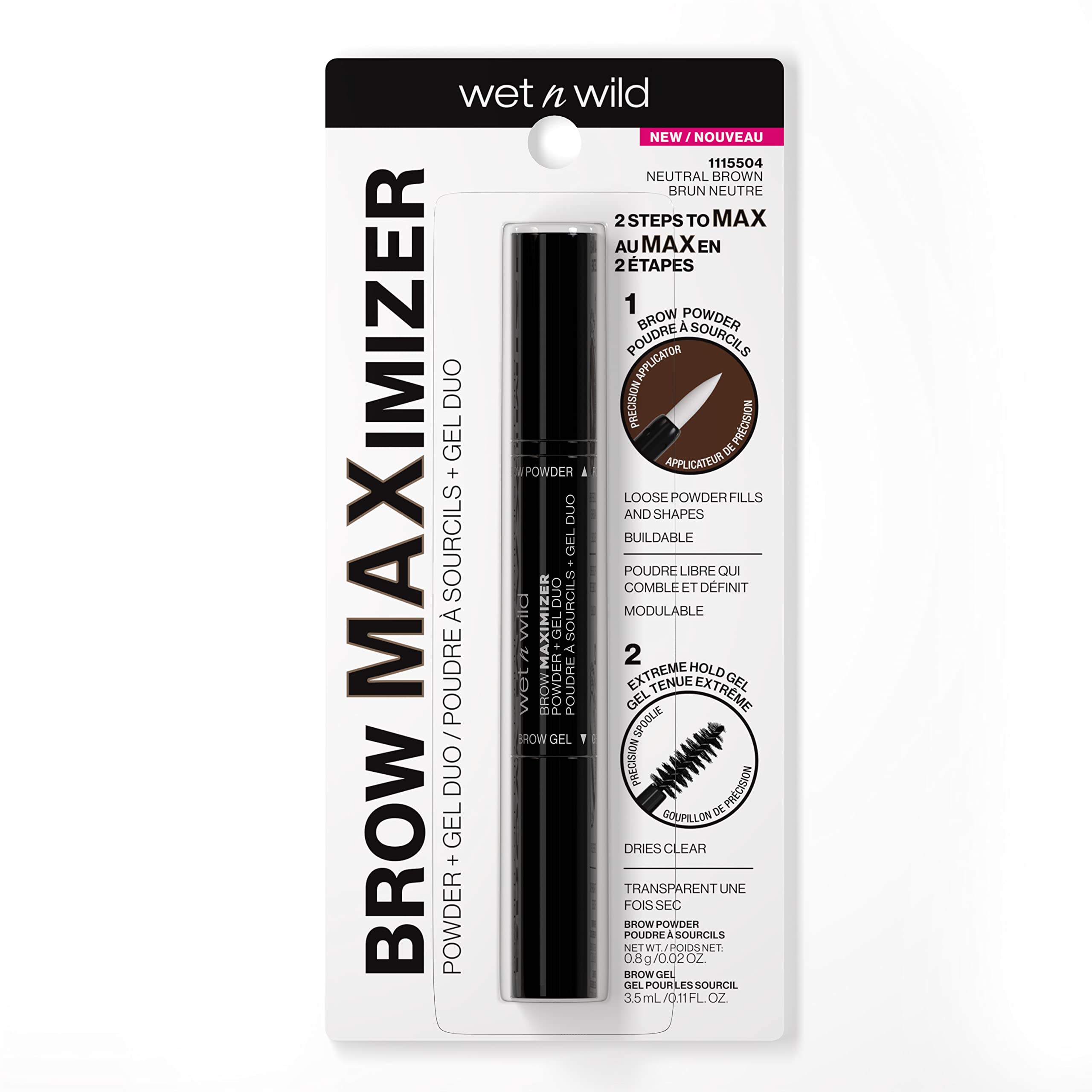 wet n wild Ultimate Brow | Eyebrow Maximizer Powder + Gel Duo Neutral Brown