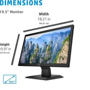 HP New V20 HD+ Compact Monitor: 19.5-inch HD+ Computer Monitor with TN Panel and Blue Light Settings, Monitor with Tiltable Screen, HDMI and VGA Port, 60Hz, TF-HDMI Cable, Black