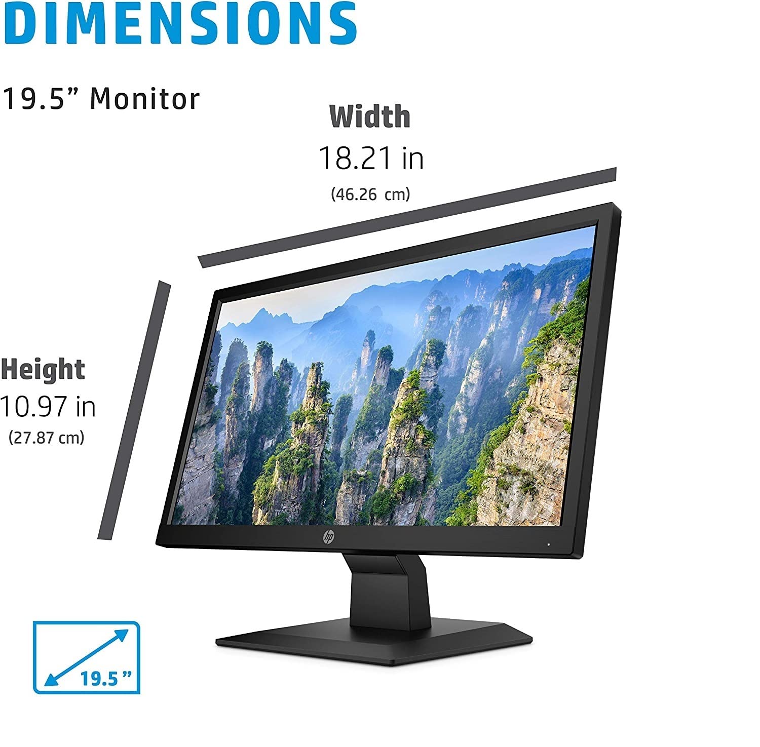 HP New V20 HD+ Compact Monitor: 19.5-inch HD+ Computer Monitor with TN Panel and Blue Light Settings, Monitor with Tiltable Screen, HDMI and VGA Port, 60Hz, TF-HDMI Cable, Black