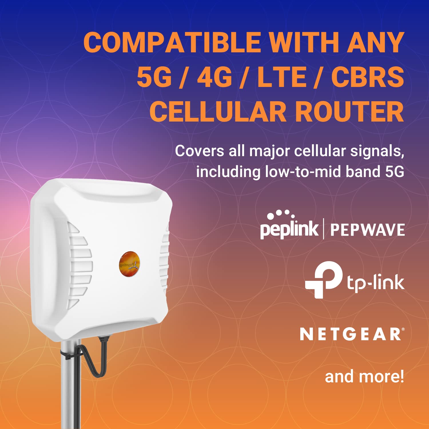 Poynting XPOL-2-5G (No T-Mobile) Directional Cellular Antenna | 2X2 MIMO | 4G/LTE 5G | 698-3800 MHz | 11dBi | 5m Cable SMA (M)