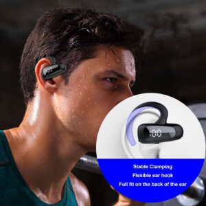 Yunseity Single Ear Headphone, Earpiece IPX4 Waterproof LED Digital Display Single Ear Headset for Sports Driving