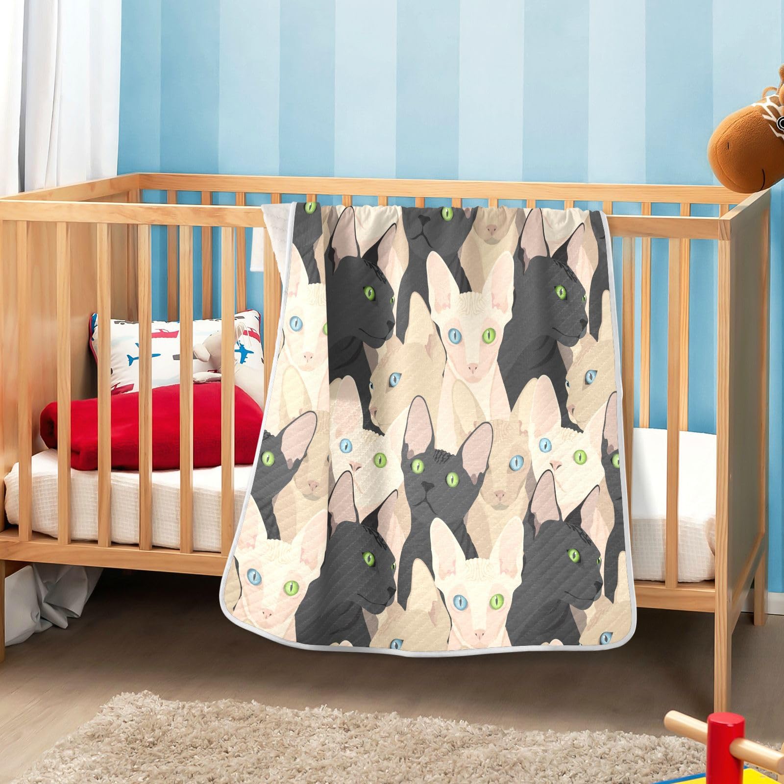 Kigai Sphynx Cats Baby Blanket 30 x 40 Inch Soft and Warm Toddler Bed Blankets Newborn Receiving Blanket for Boys Girls Crib Stroller