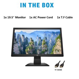 HP New V20 HD+ Compact Monitor: 19.5-inch HD+ Computer Monitor with TN Panel and Blue Light Settings, Monitor with Tiltable Screen, HDMI and VGA Port, 60Hz, TF-HDMI Cable, Black